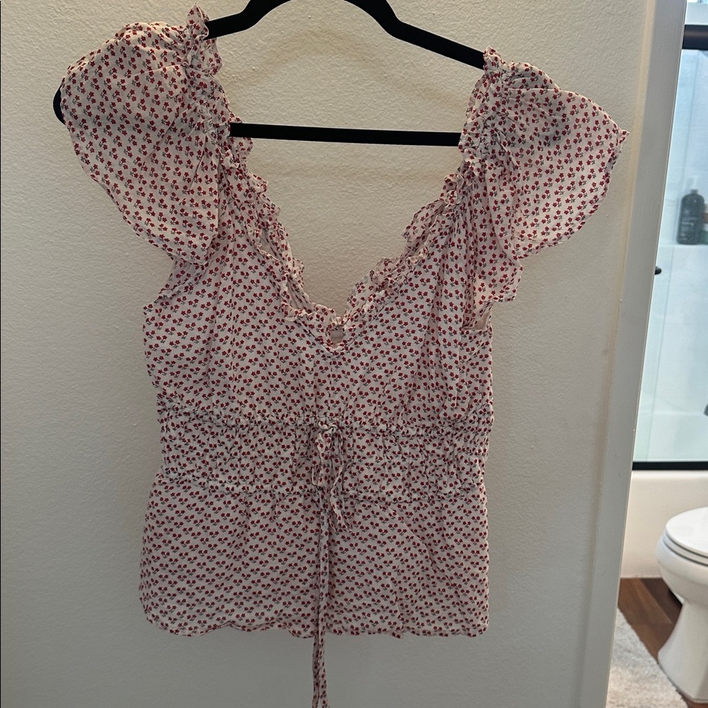J. Crew Floral Ruffle Sleeve Blouse